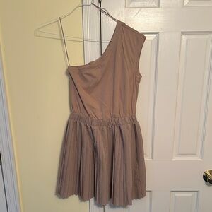Elegant Tan One-Shoulder Dress